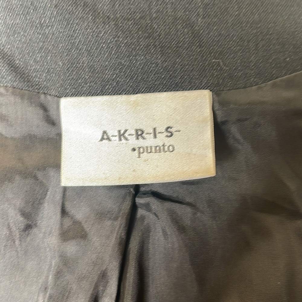 Akris Punto Blazer Jacket Wool Blend Lined Boxy Black Sz 14 - Picture 9 of 13
